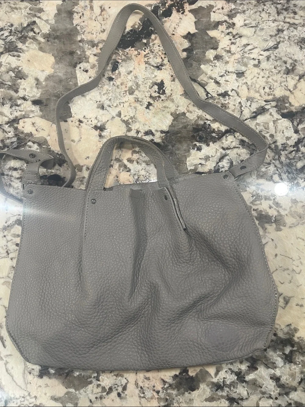 Ecco Pebbled Leather Tote in Gray